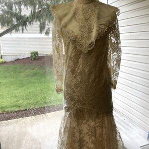 Women’s VTG JESSICA MCCLINTOCK Lace Wedding Dress Sz 5 MADE IN USA Satin Collar